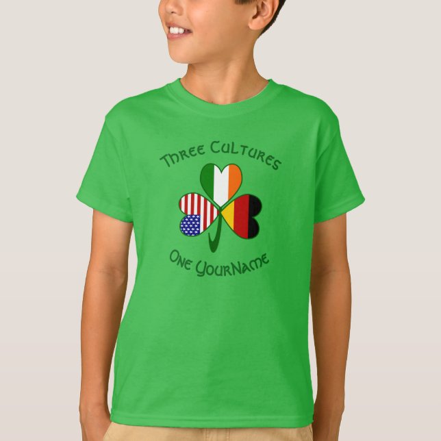 Camiseta Irlandês Irlandês Alemão Americano Shamrock Person (Frente)