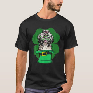 Camiseta Irlandês Lucky Shih Tzu Shamrocks Rua de Chapéu