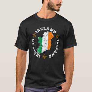 Camiseta Irlandês Mapa Sinalizador Souvenir Afetou a Irland
