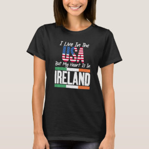 Camiseta Irlandês moro nos EUA, mas meu coração está na Irl
