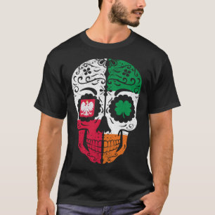 Camiseta Irlandês Polonês Crânio Irlanda Polônia Bandeira R