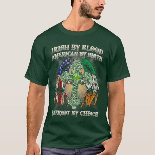 Camiseta Irlandês Por Blood American Por Nascimento Patriot (Frente)