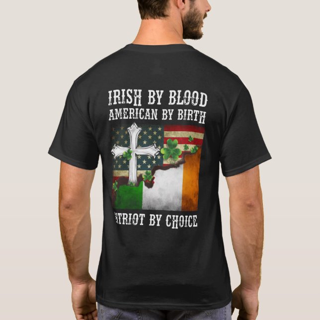 Camiseta Irlandês Por Blood American Por Nascimento Patriot (Verso)