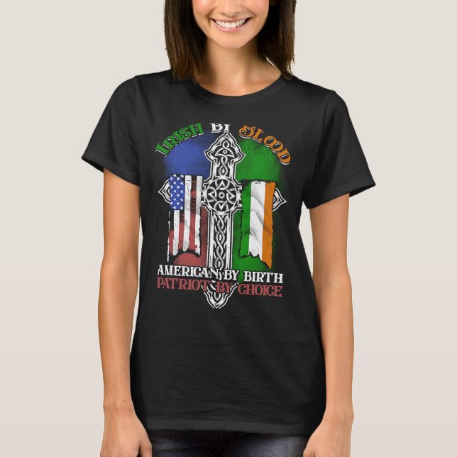 Camiseta Irlandês Por Blood American Por Nascimento Patriot (Frente)