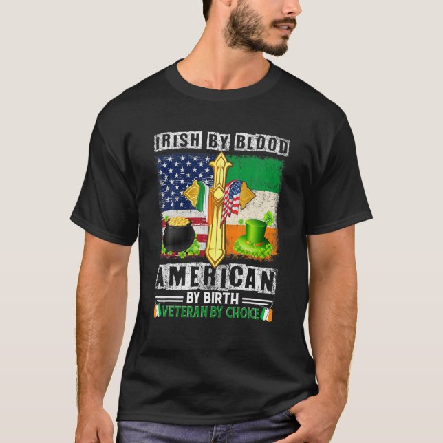 Camiseta Irlandês Por Blood American Por Nascimento Veteran (Frente)
