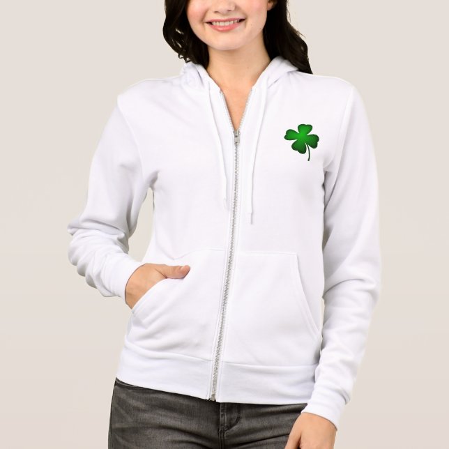 Camiseta Irlandês Quatro Folhas De Folha Zip Up Hood Sweat (Frente)