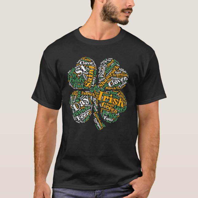 Camiseta Irlandês Quatro Folhas de Véu Shamrock Tee Rua.D d (Frente)