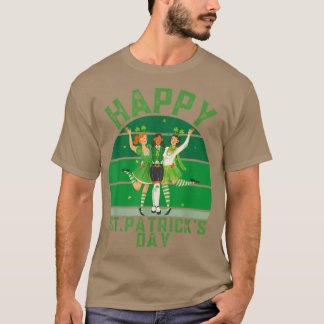 Camiseta Irlandês Retro Sunset Shamrock, Feliz Rua Da Patri