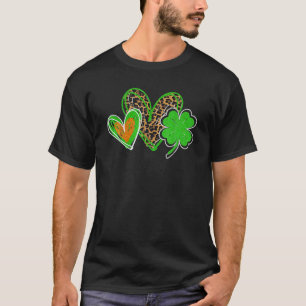 Camiseta Irlandês Shamrock Hearts Leopard Lucky Happy Rua.