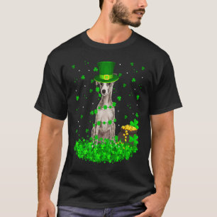 Camiseta Irlandês Shamrock Leprechaun Whippet Dog Rua de Pa