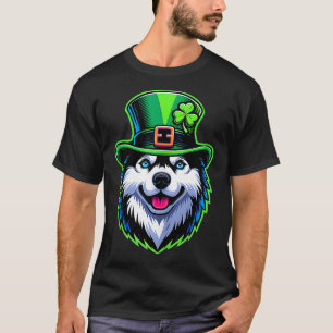 Camiseta Irlandês Shamrock Lucky Siberian Husky Rua Patrick