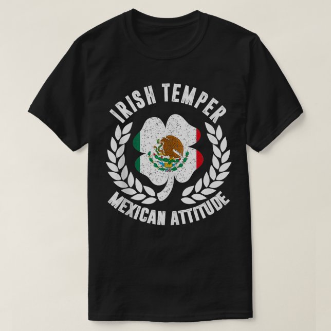 Camiseta Irlandês Temper Mexicano Attitude Flag St Patricks (Frente do Design)