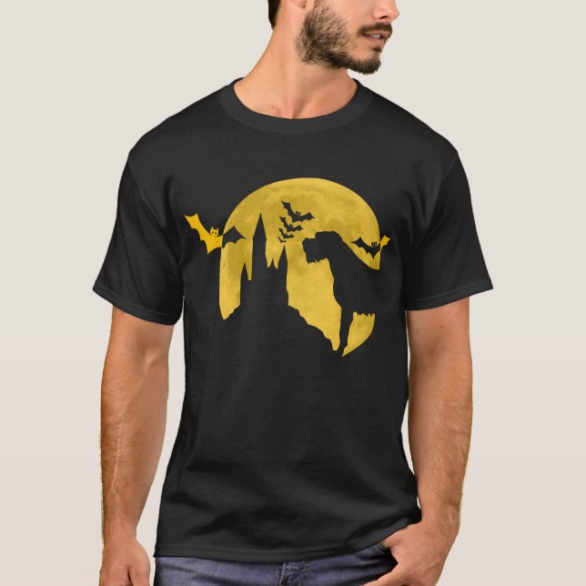 Camiseta Irlandês Wolfhound Spooky Horror Bat Halloween Cão (Frente)