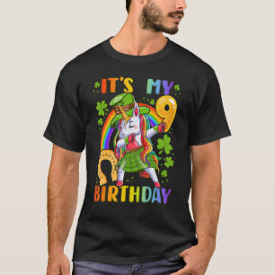 Camiseta Irlandesa Birthday Girl Leprecorn, 9 anos de idade