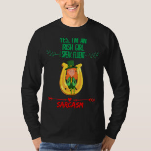 Camiseta Irlandesa Garota Fala Fluente Sarcasmo Engraçado D