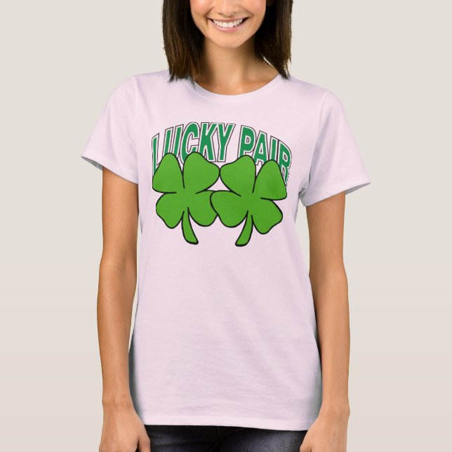 Camiseta Irlandesa Lucky Pair Doida de Mulher (Frente)