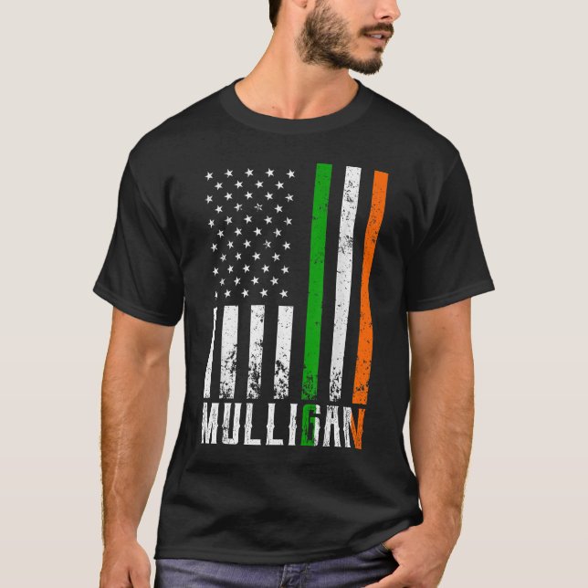 Camiseta Irlandesa MULLIGIGAN Family American Flag Irlanda  (Frente)