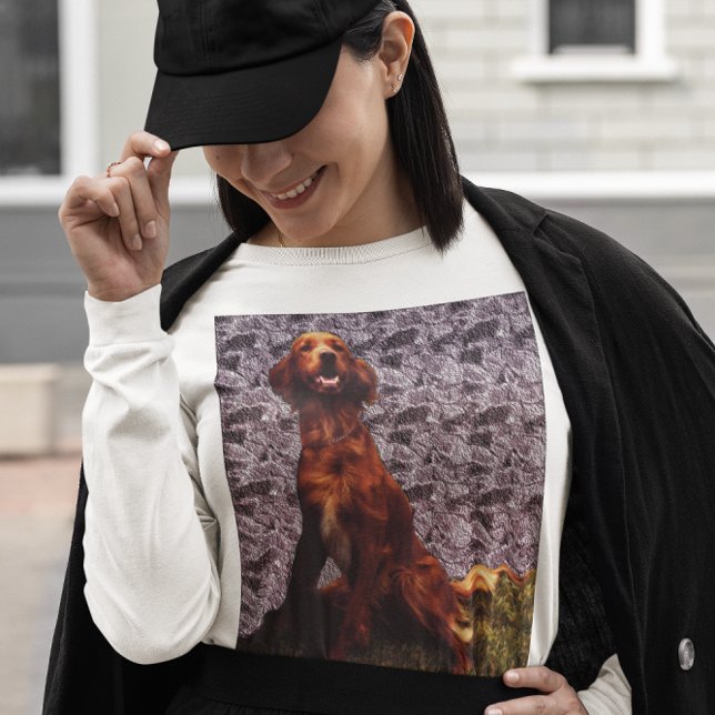 Camiseta irlandesa Setter e Camiseta Concreta de P (Irish Setter and Patterned Concrete Wall T-shirt)