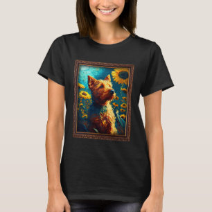Camiseta Irlandesa Terrier Pintando Flor de Girassol Mãe Mu