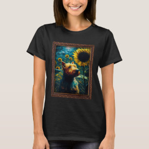 Camiseta Irlandesa Terrier Pintando Flor de Girassol Mãe Mu