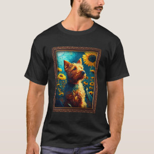 Camiseta Irlandesa Terrier Pintando Flor de Girassol Mãe Mu