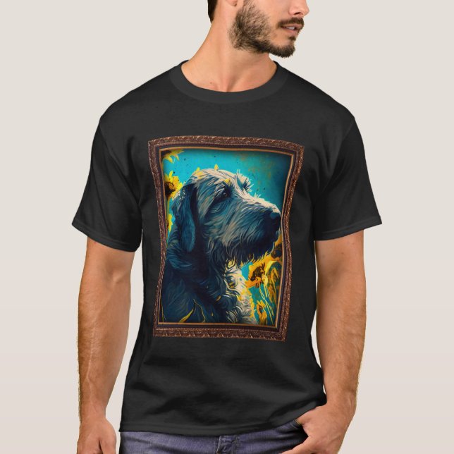 Camiseta Irlandesa Wolfhound Pintando Flor De Girassol Mãe  (Frente)