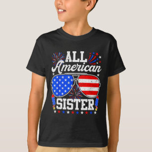 Camiseta Irmã americana óculos de sol 4 de julho família