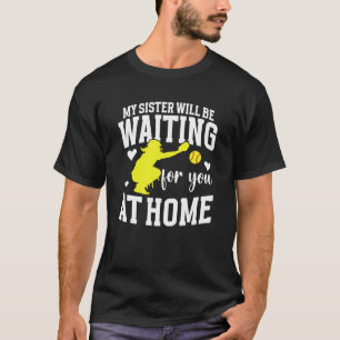 Camiseta Irmã Apanhadora de Softbol Engraçada Irmã Apanhado