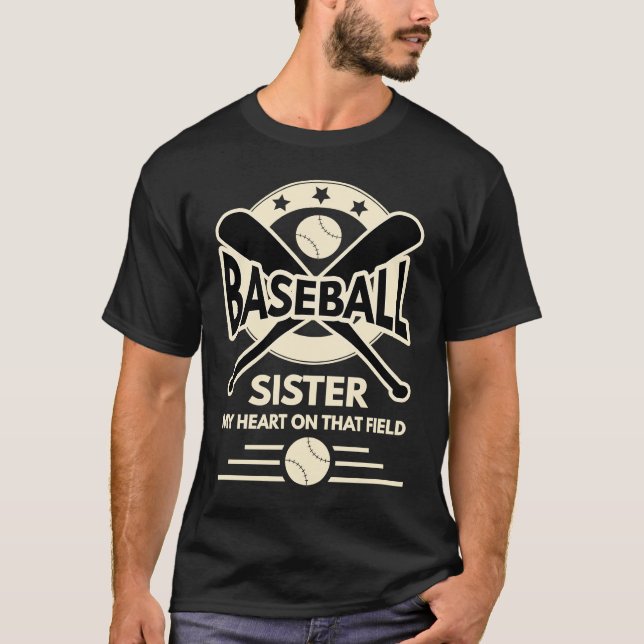 Camiseta Irmã Baseball Meu Coração Está Nesse Campo (Frente)