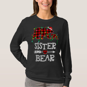Camiseta Irmã Bear Pajama Red Buffalo Xmas Família Funny C