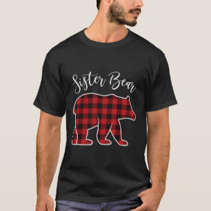 Camiseta Irmã Bear Pajama Red Buffalo Xmas Família Funny C