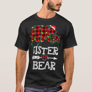 Camiseta Irmã Bear Pajama Red Buffalo Xmas Família Funny C