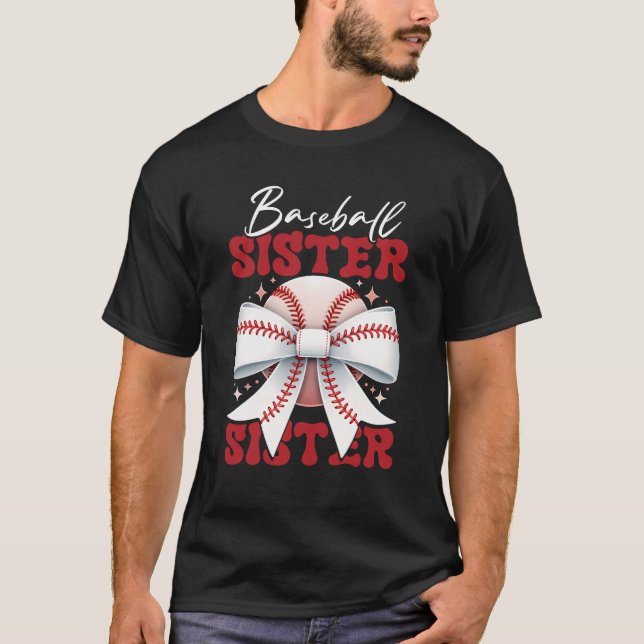 Camiseta Irmã Beisebol Arco Coquette Esporte Irmã Mo (Frente)
