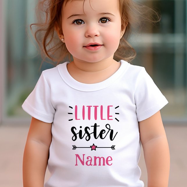 Camiseta Irmã Bela Personalizada (Cute Personalized Little Sister Baby T-Shirt)