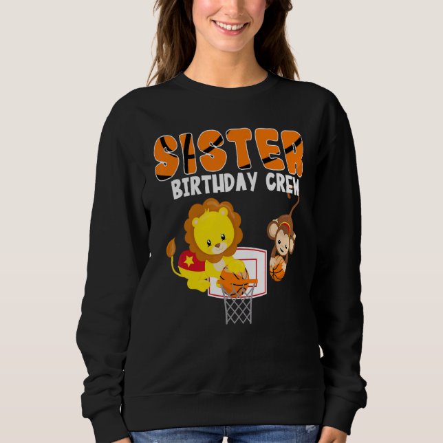 Camiseta Irmã Birthday Crew Theme Lion Monkey (Frente)