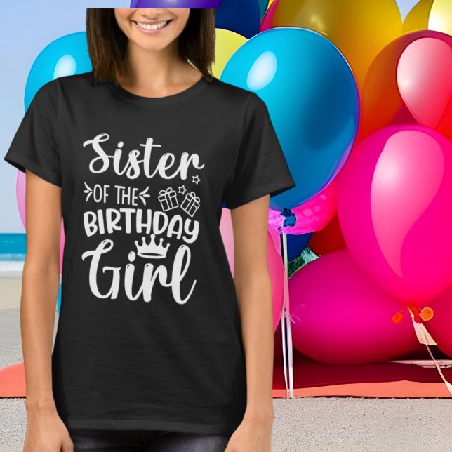 Camiseta Irmã Birthday Rapariga Arte de Palavras (Criador carregado)