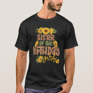 Camiseta Irmã Birthday Rapariga Girassol Festa de aniversár