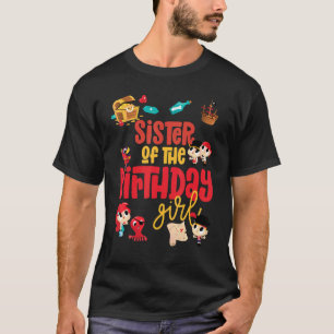 Camiseta Irmã Birthday Rapariga Pirata Tema de Festa de ani