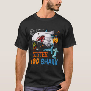 Camiseta Irmã Boo Shark Halloween Ghost Com Pumpki