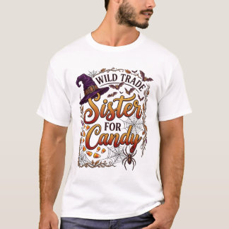 Camiseta Irmã Candy do Comércio Selvagem Halloween Bruxa Ch