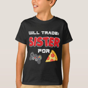 Camiseta Irmã Comercial Para Videos games E Pizza