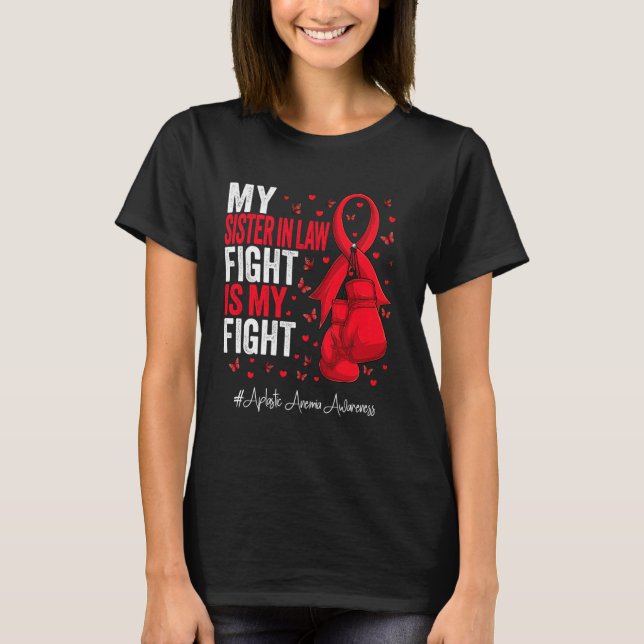 Camiseta Irmã da Faixa Vermelha na lei Anemia Aplástica Con (Frente)