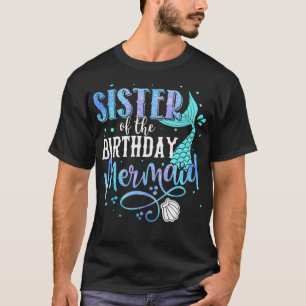 Camiseta Irmã Da Família De Sereias De Aniversário Que Corr