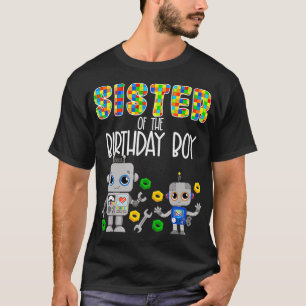 Camiseta Irmã Da Festa De Robôs Birthday Robôtics B