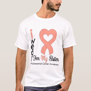Camiseta IRMÃ da fita do coração do pêssego do cancer