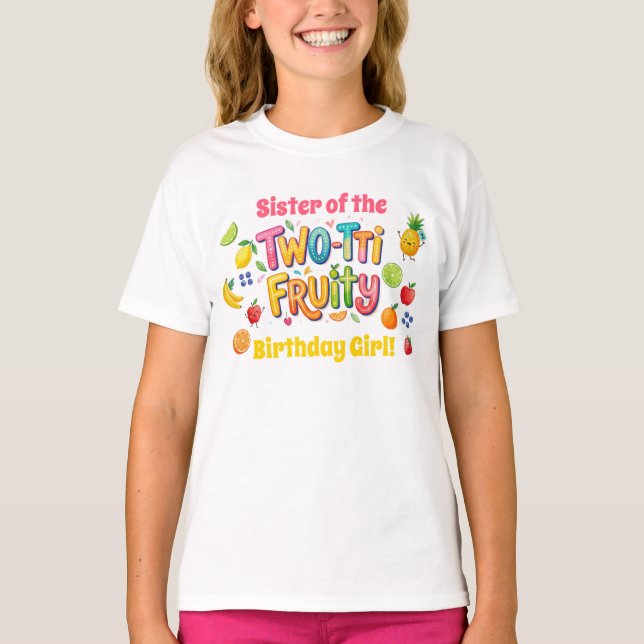 Camiseta Irmã da Menina do Aniversário Two-tti Fruity 2º (Frente)