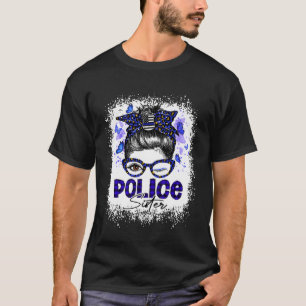 Camiseta Irmã Da Polícia A Menina Do Arma De Volta A Azul