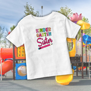 Camiseta Irmã da Pré-Escola Colorida – Primeiro dia de aula