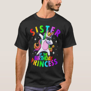 Camiseta Irmã da Princesa de Aniversário do Partido Unicórn