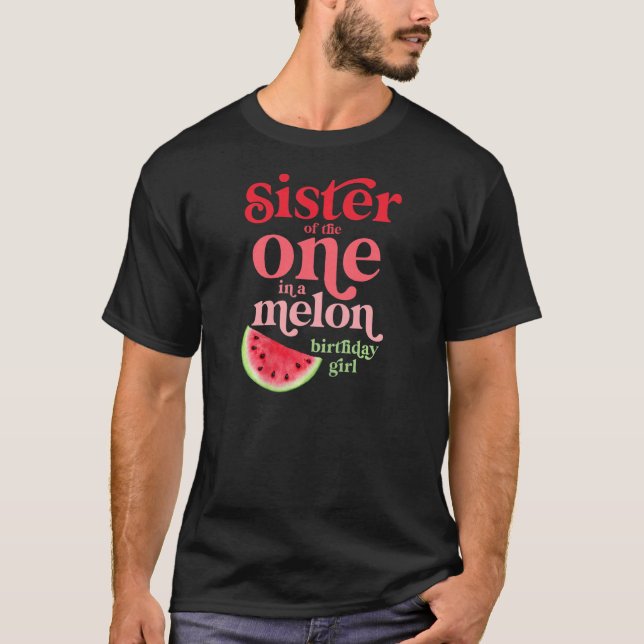 Camiseta Irmã Da Rapariga De Aniversário De Melão (Frente)